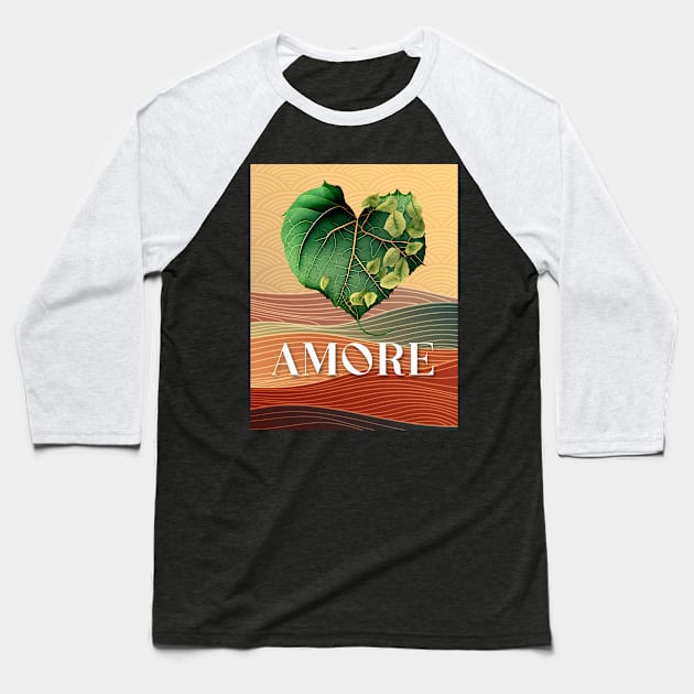 Love Nature No. 5: Valentine's Day Amore on a Dark Background Baseball T-Shirt by Puff Sumo